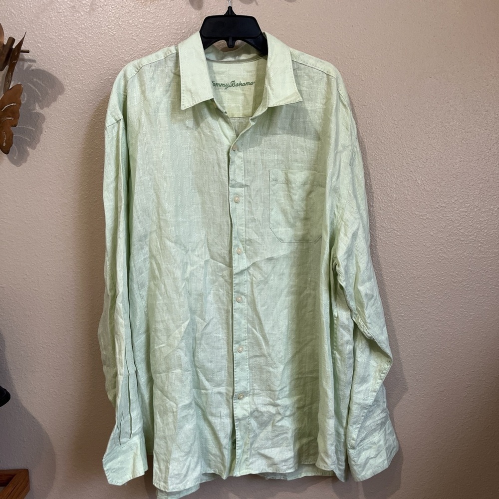 Tommy Bahama Linen Mens XXL/TTG Light green linen button up shirt